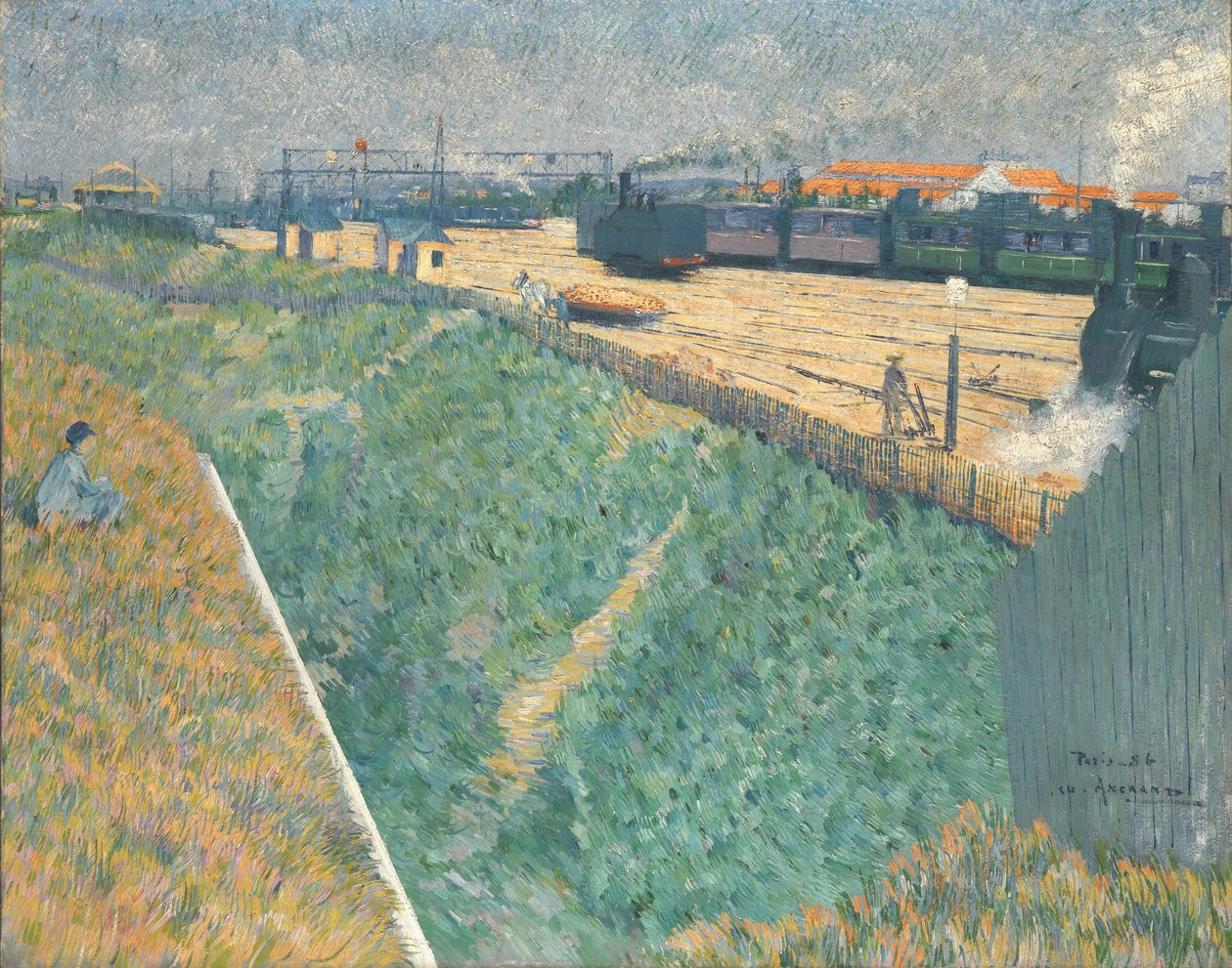 Västra järnvägen vid dess avfart från Paris, 1886 av Charles Angrand