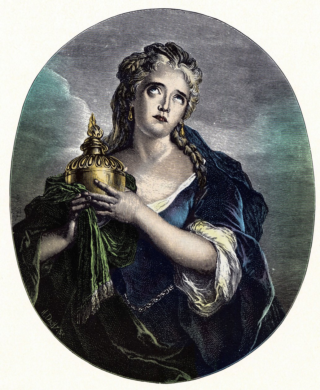 Adrienne Lecouvreur (1692-1730), fransk skådespelerska i rollen som "" Cornelia "" i "Mort de Pompee" av Pierre Corneille. av Charles Antoine (after) Coypel