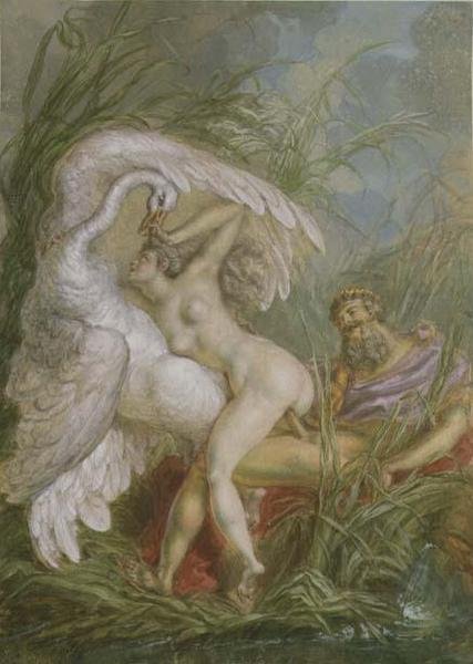Leda och svanen, från Histoire Universelle av Charles Antoine (attr. to) Coypel