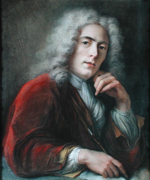Porträtt av konstnären av Charles Antoine Coypel