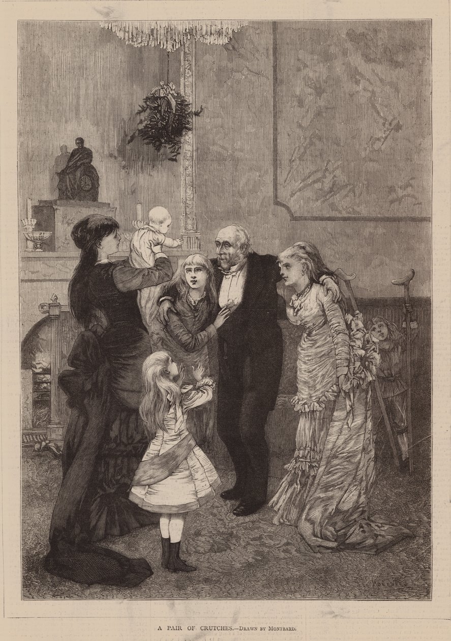Ett par kryckor (gravyr) av Charles Auguste (1841-1905) (after) Loye