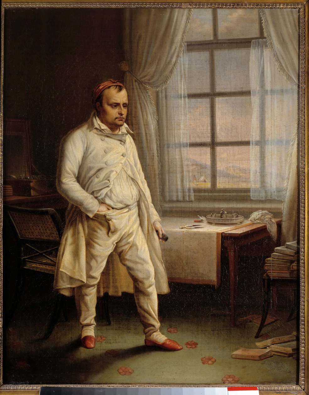 Porträtt av Napoleon I (1769-1821) en Sainte Helene i ett verk vid Longwood dikterar hans minnesmärken Målning av Charles Auguste Steuben (1788-1856) 1820 Sön. 0,62 x 0,51 m Ile D
