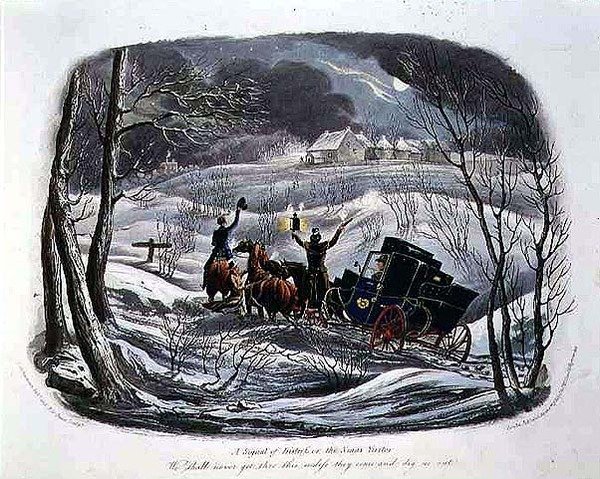 "A Signal of Distress, or The Christmas Visitor", graverad av R.G. Reeve (fl.1811-37) pub. av Thomas McLean av Charles B. (after) Newhouse