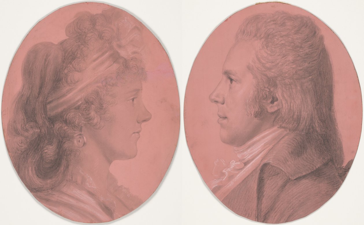 Porträtt av Georges Arnold Fitzwilliam och porträtt av Eleanor Ramsay Fitzwilliam; ett par av Charles Balthazar Julien Févret de Saint-Mémin