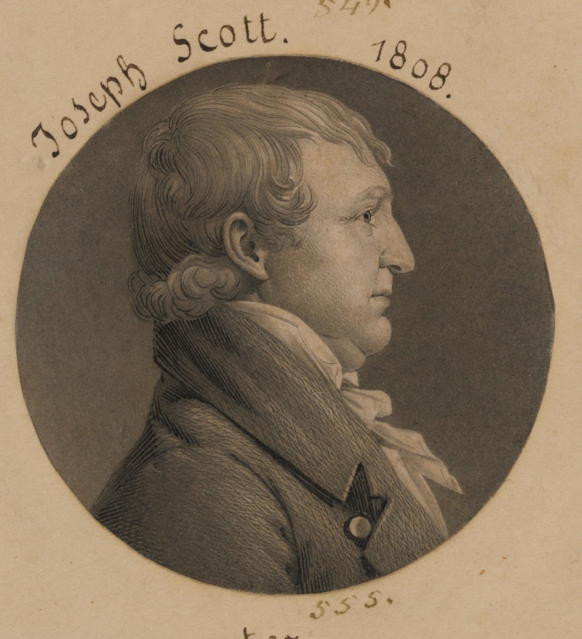 Kanske Hubbard Taylor eller Joseph Scott av Charles Balthazar Julien Févret de Saint-Mémin