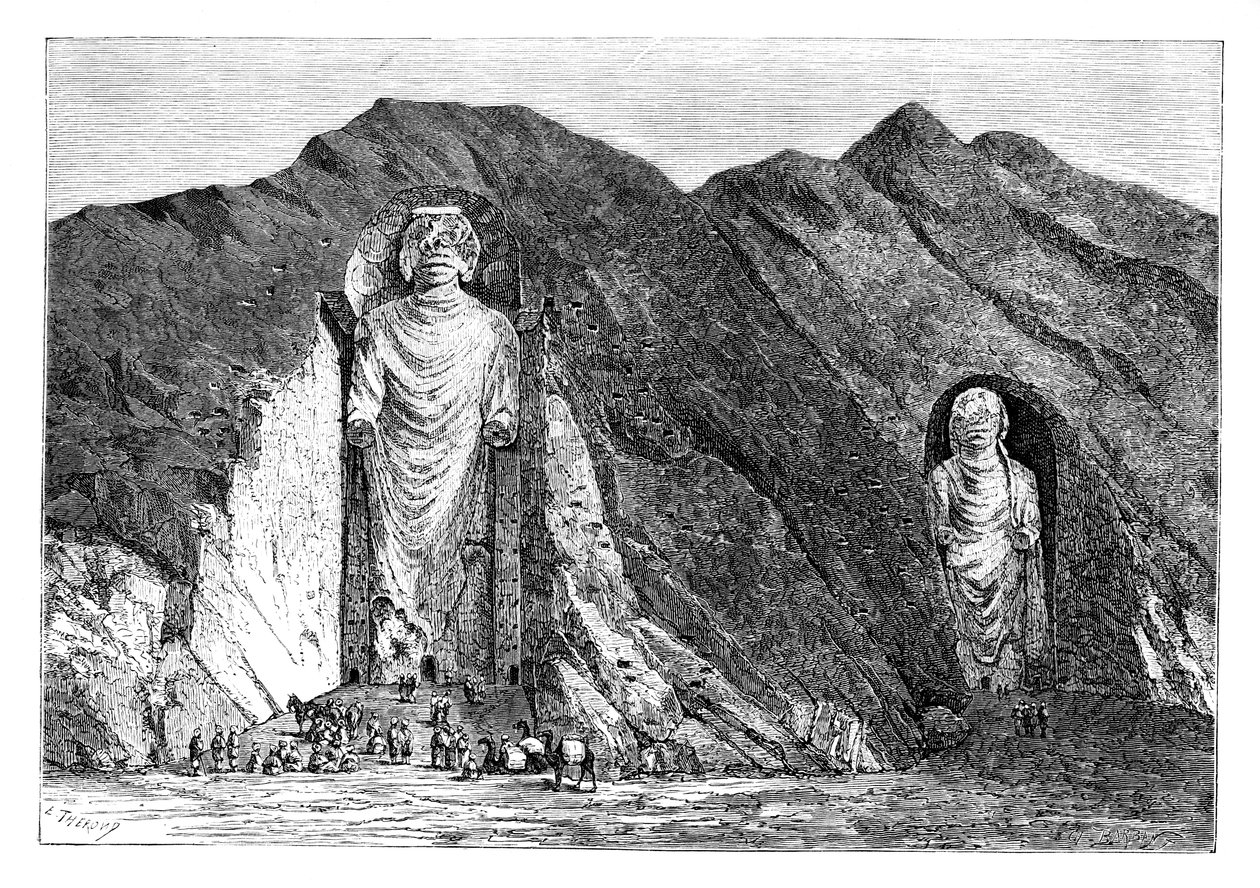 Kolossala idoler, Upper Bamlan Valley, Afghanistan, 1895. av Charles Barbant