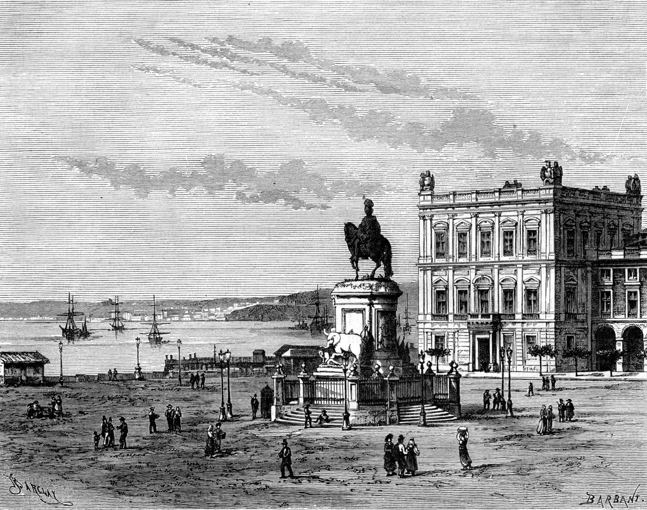 Commerce Square, Lissabon, Portugal, 1800-talet. av Charles Barbant