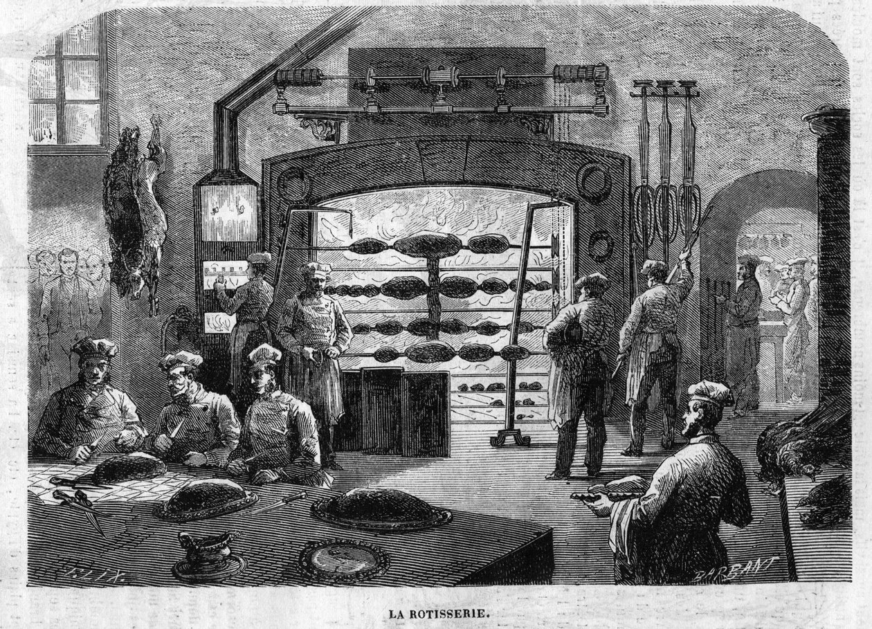 La Rotisserie des cuisines du Palais des Tuileries, 1864. Gravyr av F. Lix och Barbant efter teckning av Moullin. av Charles Barbant