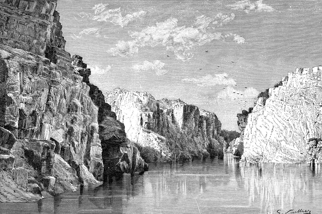 The Gorge of the Marble Rocks, Indien, 1895. av Charles Barbant
