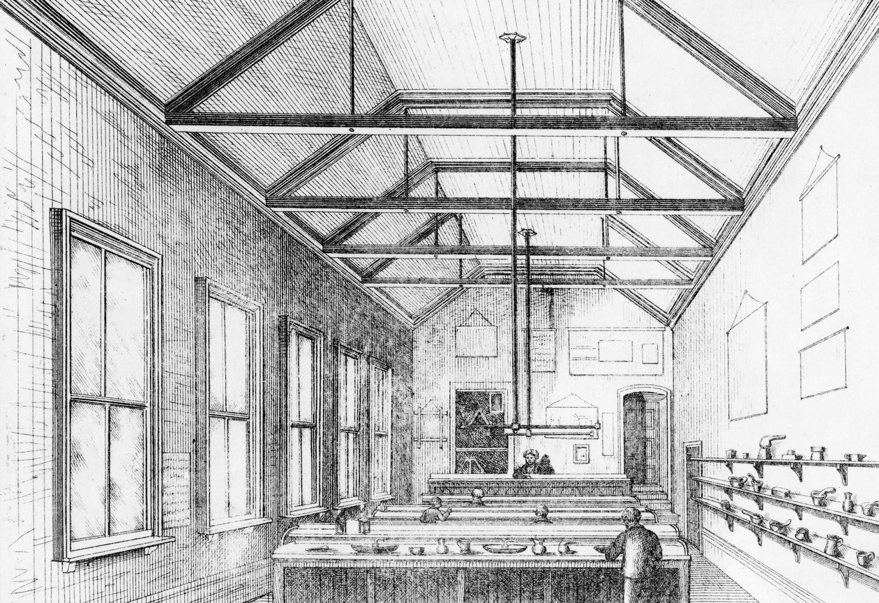 Kemiskt laboratorium, Dulwich College, ca 1870 (litografi) av Charles Barry