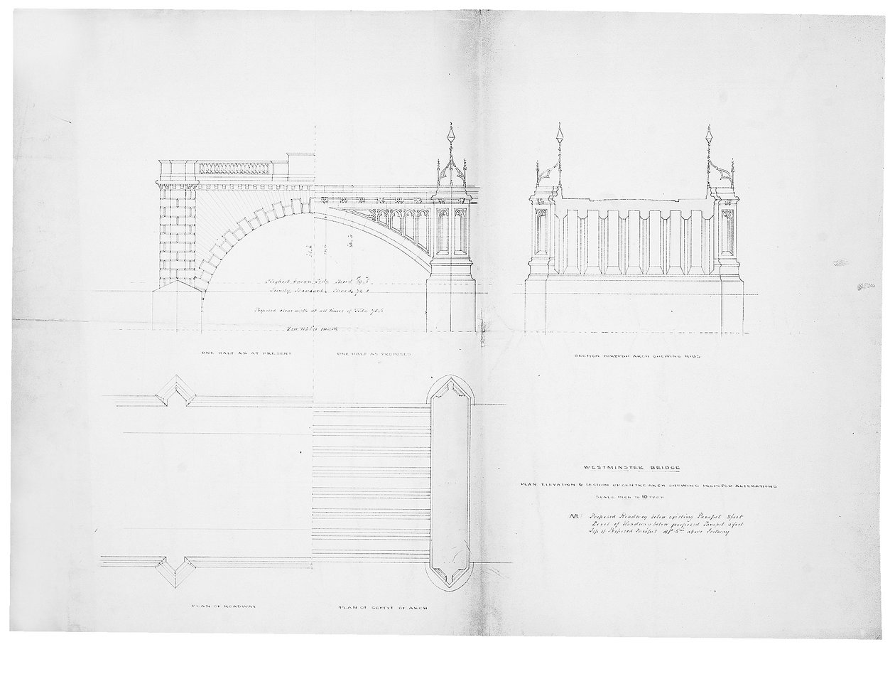 Design och höjd för Westminster Bridge av Charles Barry