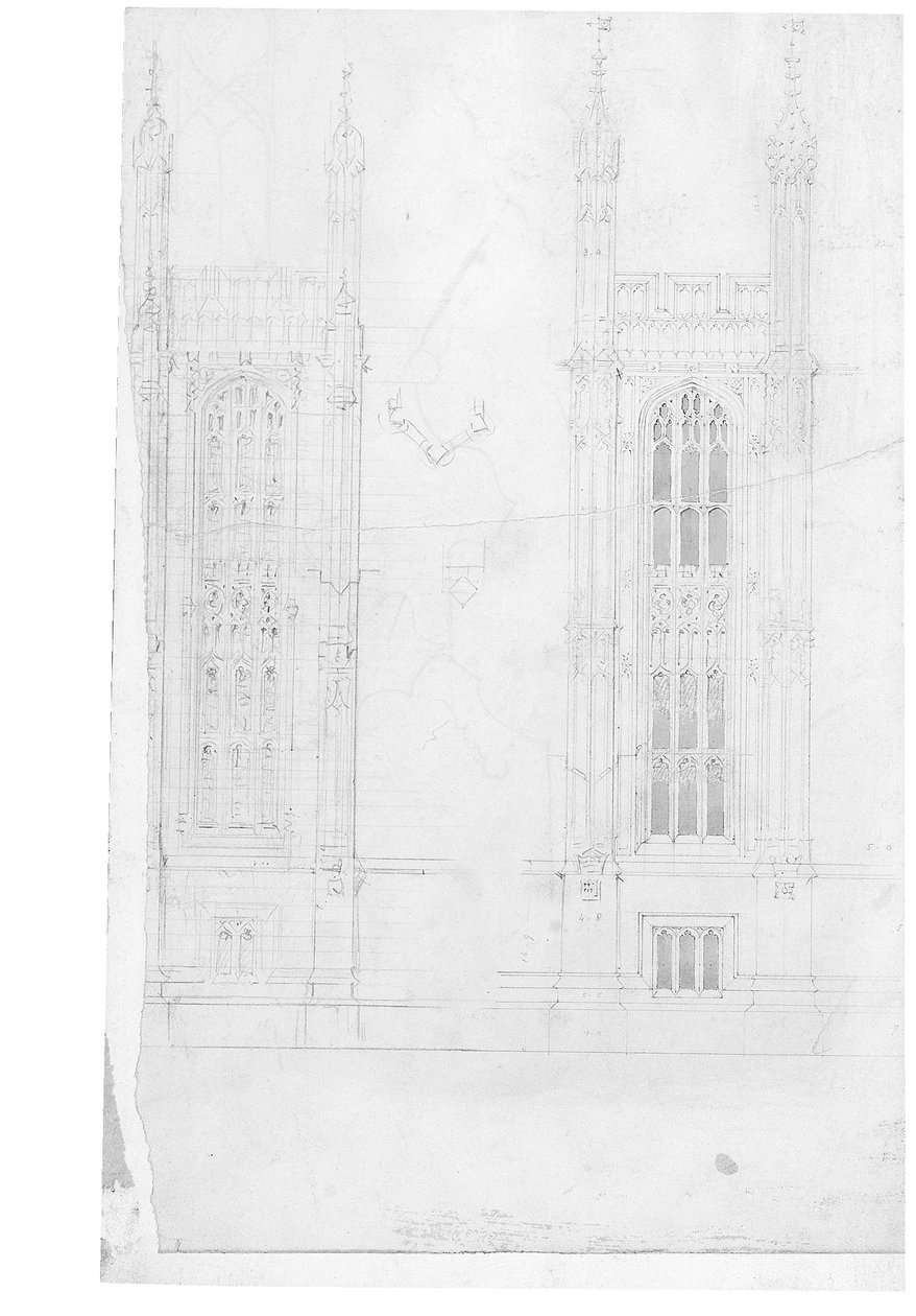 Ritning för parlamentets hus, ca 1836-40 (penna på papper) av Charles Barry