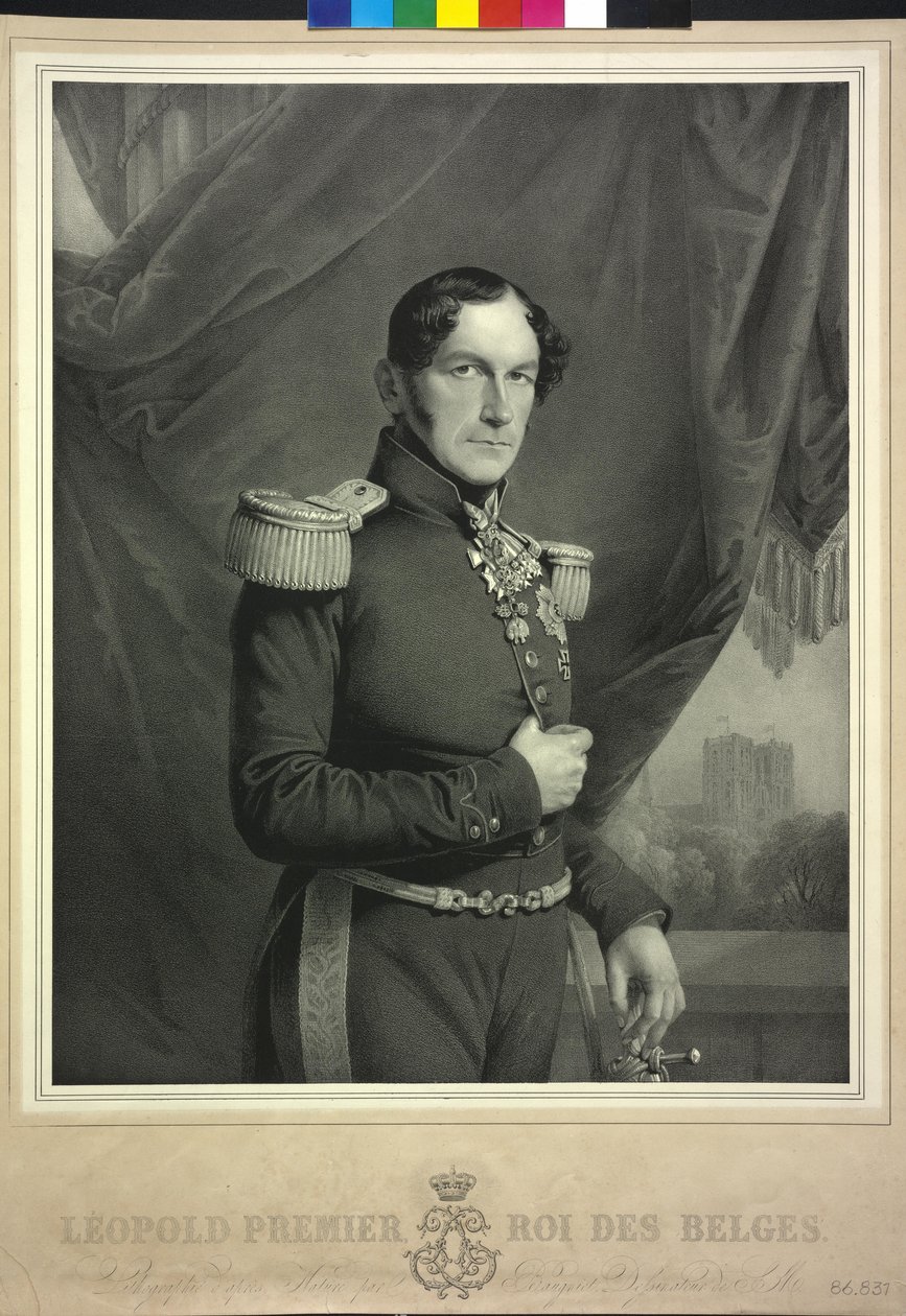 Belgiens kung Leopold I (litografi) av Charles Baugniet