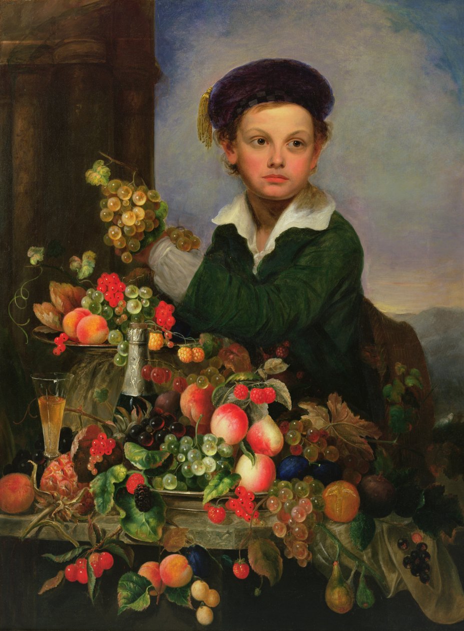 Pojke med stilleben, ca 1855 (olja på duk) av Charles Baum