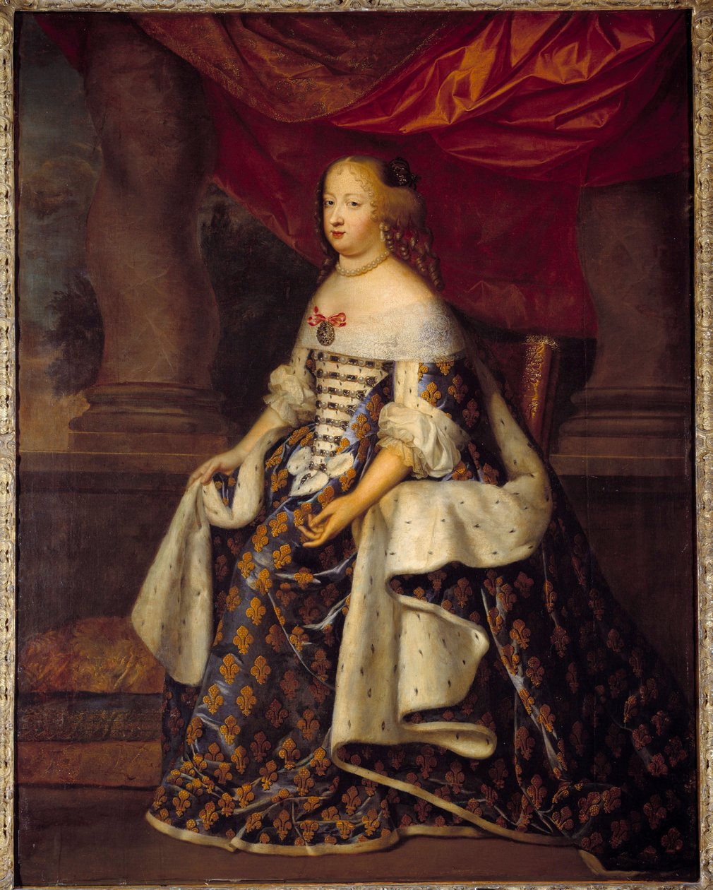 Porträtt av Marie Therese av Österrike (1638-1683), Frankrikes drottning Målning av Charles Beaubruns Atelier (1604-1692) 1600-talets sön. 1,8 x 1,4 m av Charles Beaubrun
