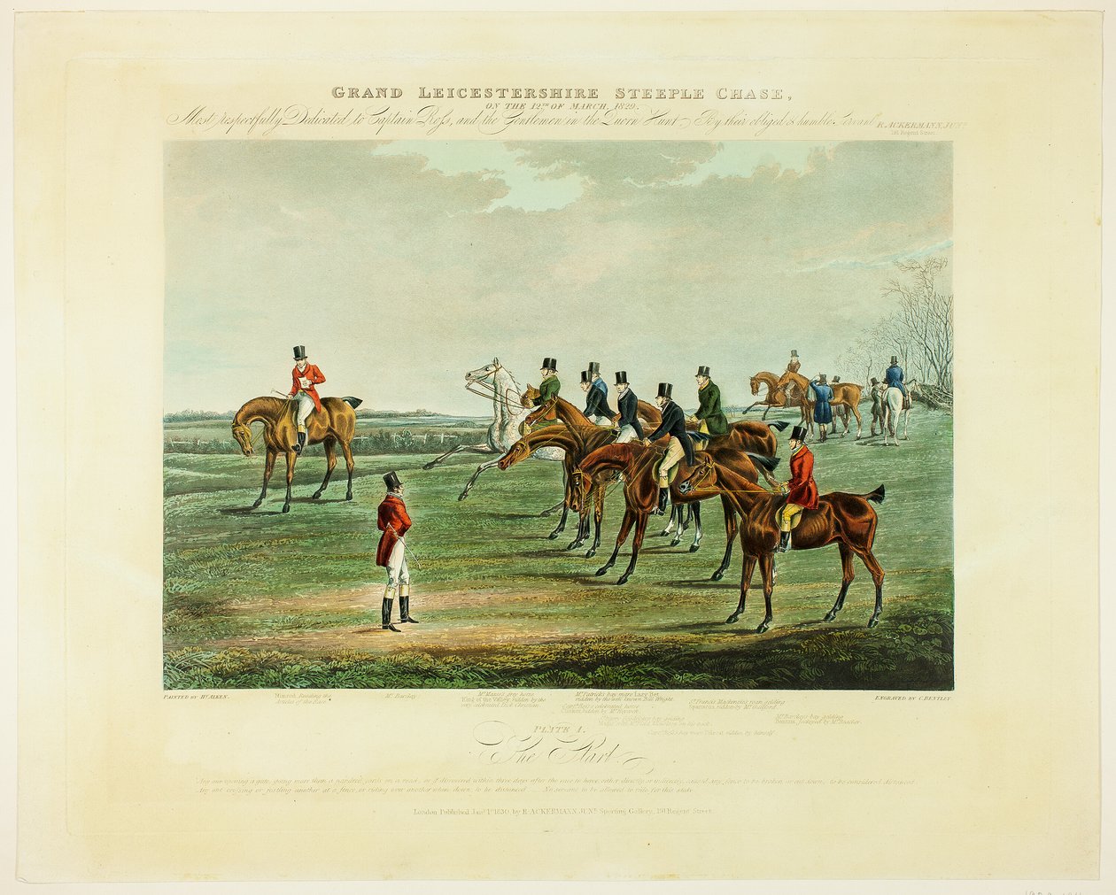 Starten, från The Grand Steeplechase över Leicestershire av Charles Bentley