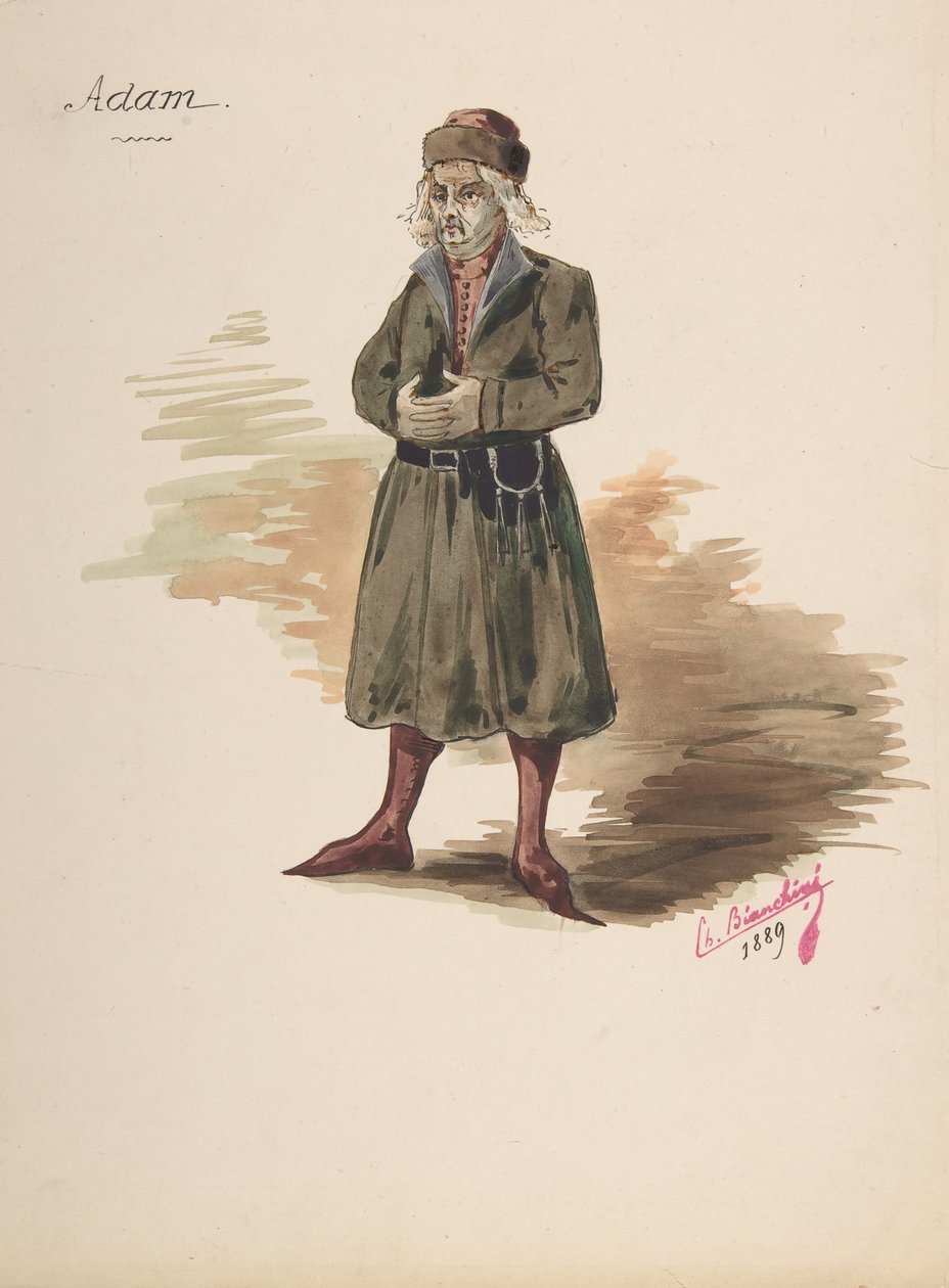 Kostymdesign för Adam, 1889. av Charles Bianchini