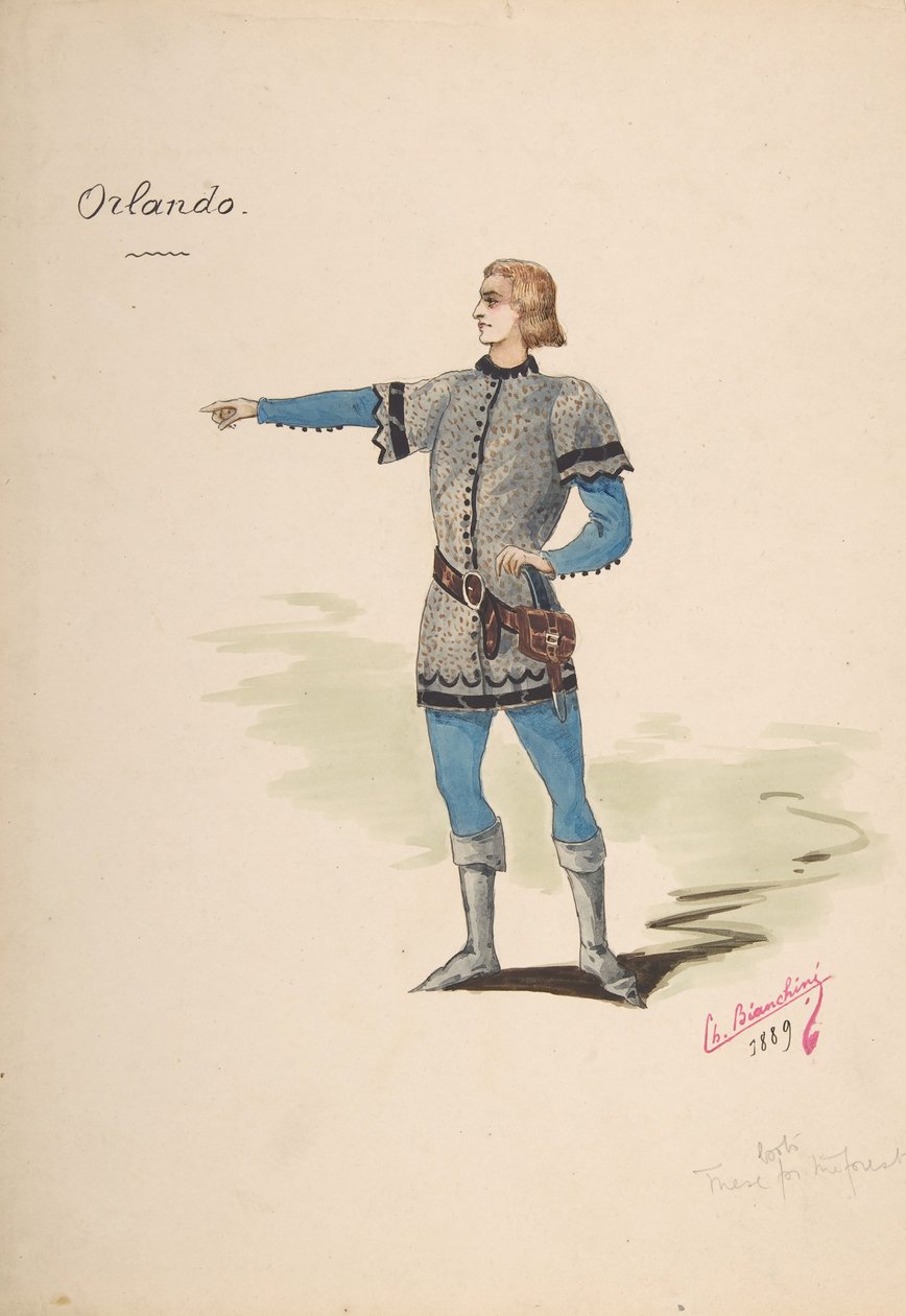Kostymdesign för Orlando, 1889. av Charles Bianchini