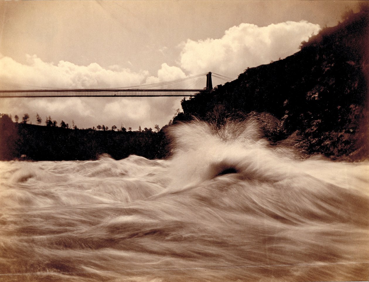 Forsen, nedanför hängbron av Charles Bierstadt