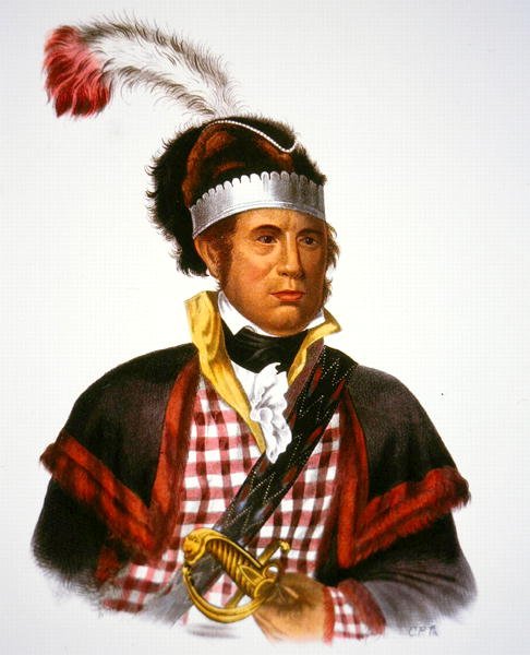 Chief McIntosh, illustration från "The Indian Tribes of North America", av Thomas L. McKenney och James Hall, pub. av John Grant (färg litho) av Charles Bird (after) King
