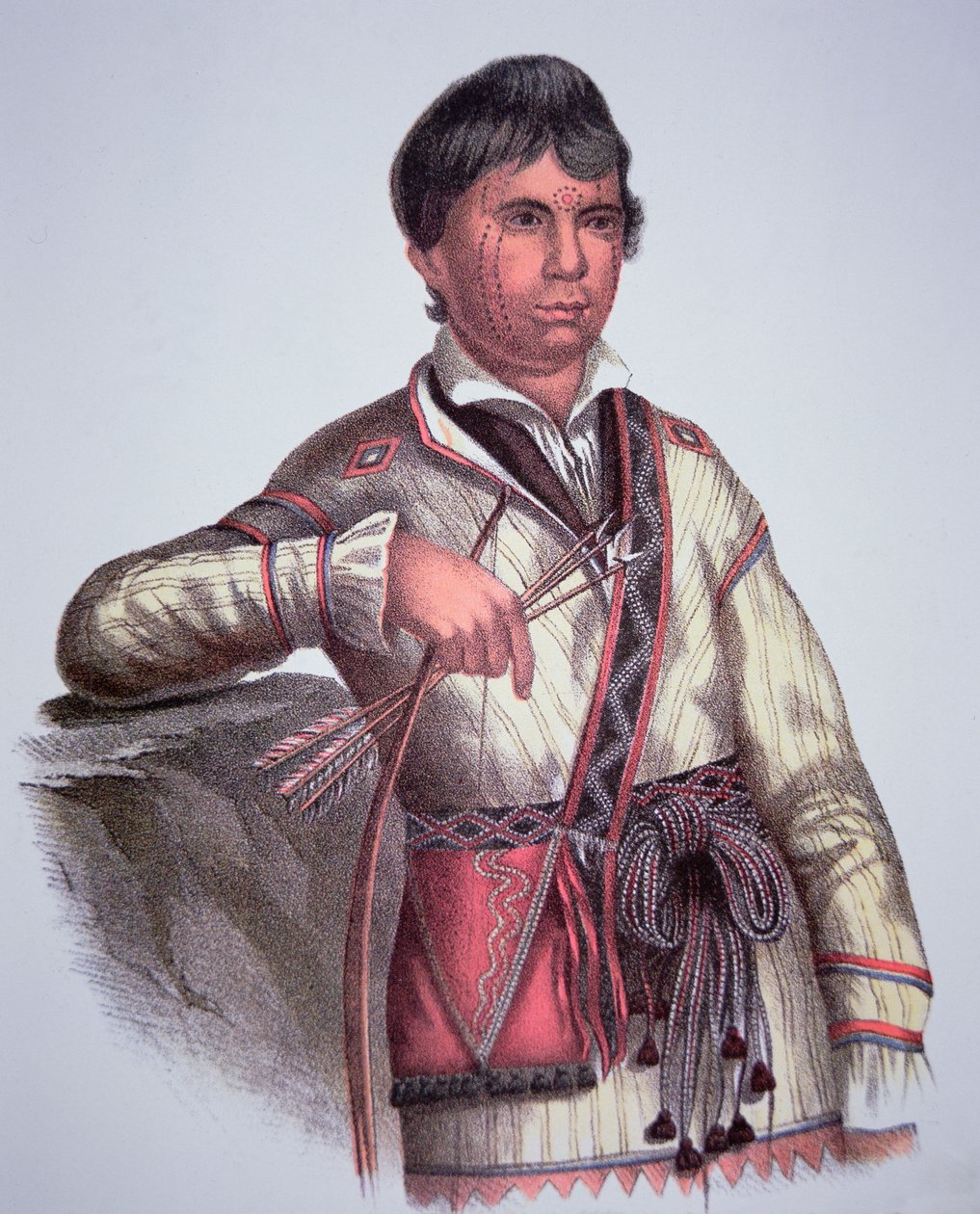 Mistippee, son till Yoholo-Micco, chef för Creek People, från målning 1826 (färg litho) av Charles Bird (after) King