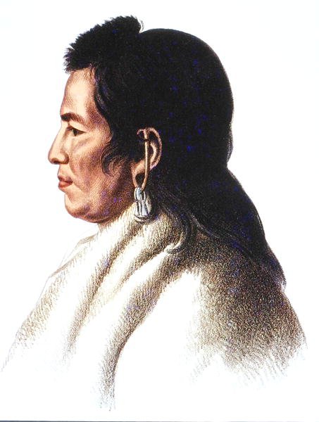 Shahaka (Big White) chef för Mandan-folket (färg litho) av Charles Bird (after) King