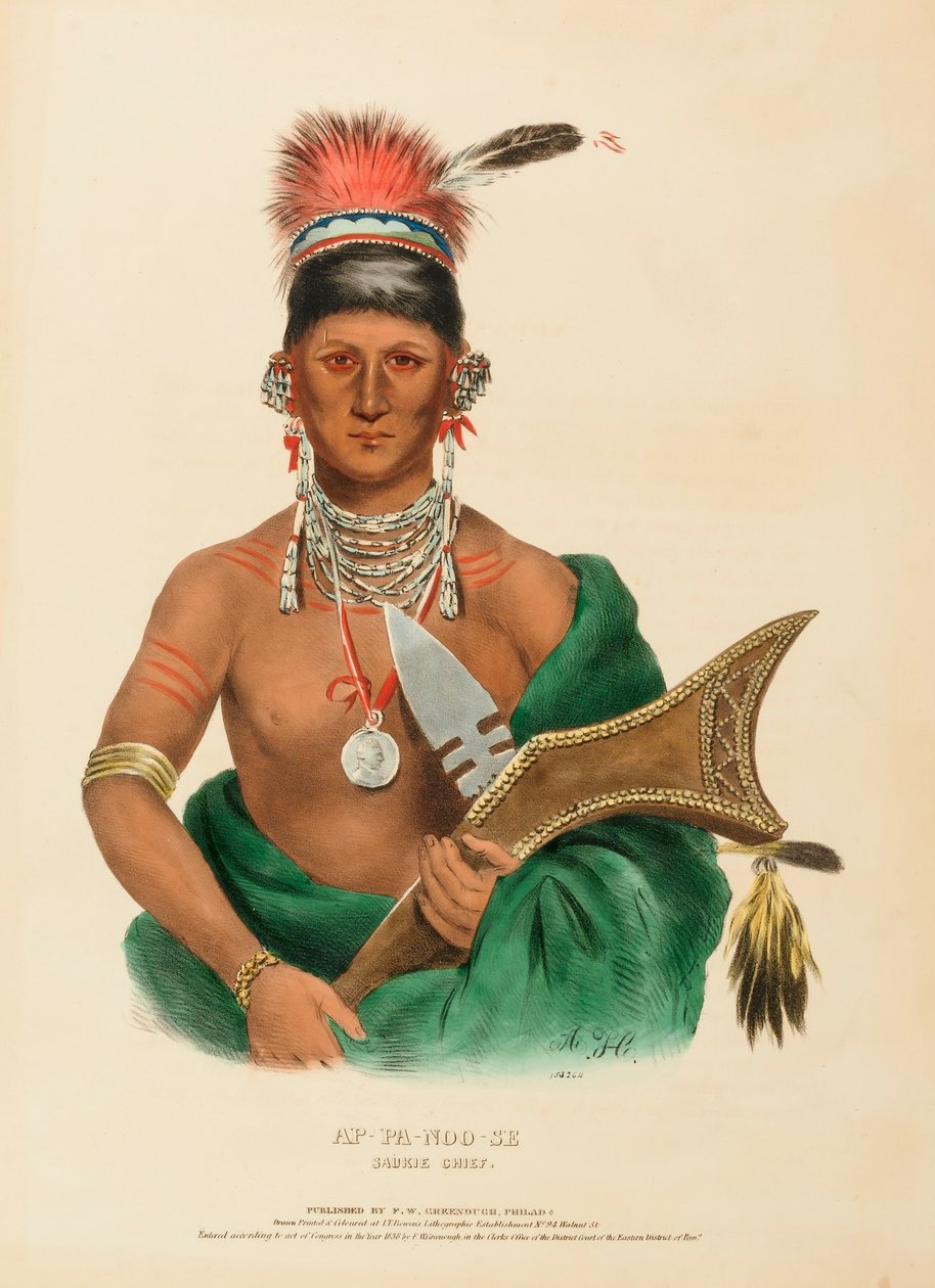 AP-PA-NOO-SE. SAUKIE CHIEF, från Historien om Nordamerikas indianstammar av Charles Bird King