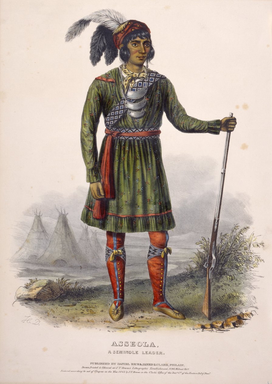 ASSEOLA, EN SEMINOLSK LEDARE, från Historien om Nordamerikas indianstammar av Charles Bird King