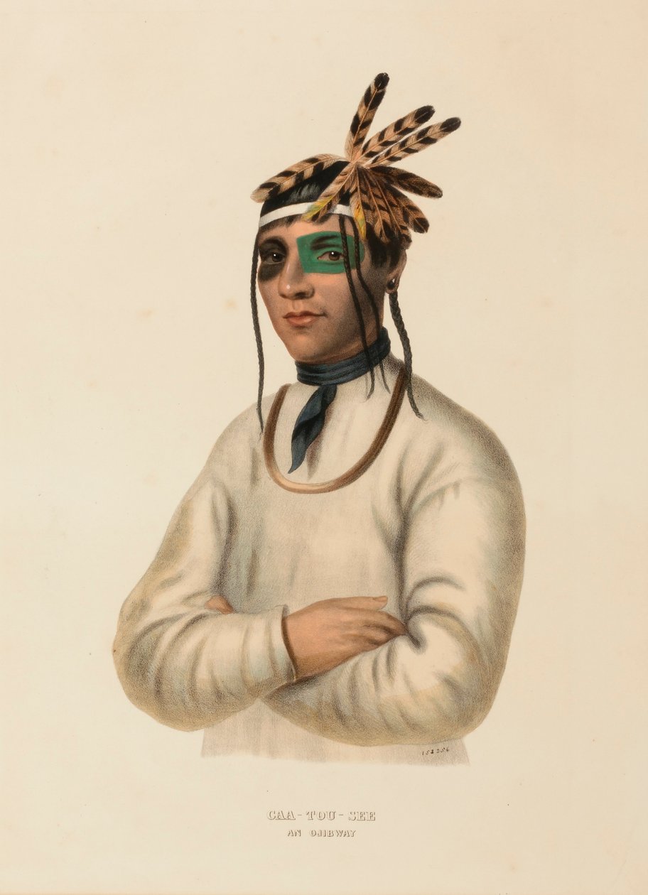 CAA-TOU-SEE. AN OJIBWAY., från Historien om Nordamerikas indianstammar av Charles Bird King