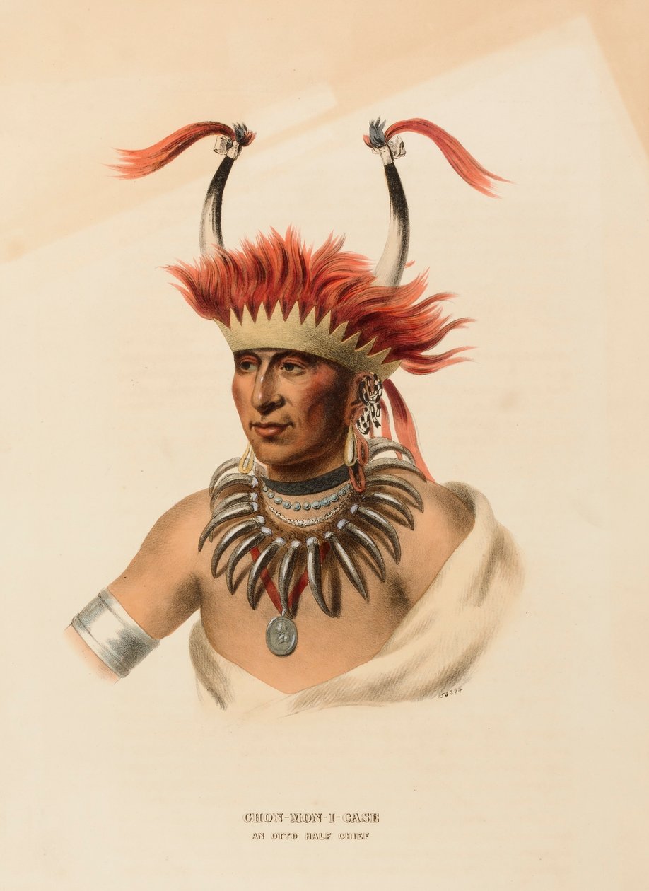 CHON-MON-I-CASE. AN OTTO HALF CHIEF, från Historia om indianstammarna i Nordamerika av Charles Bird King