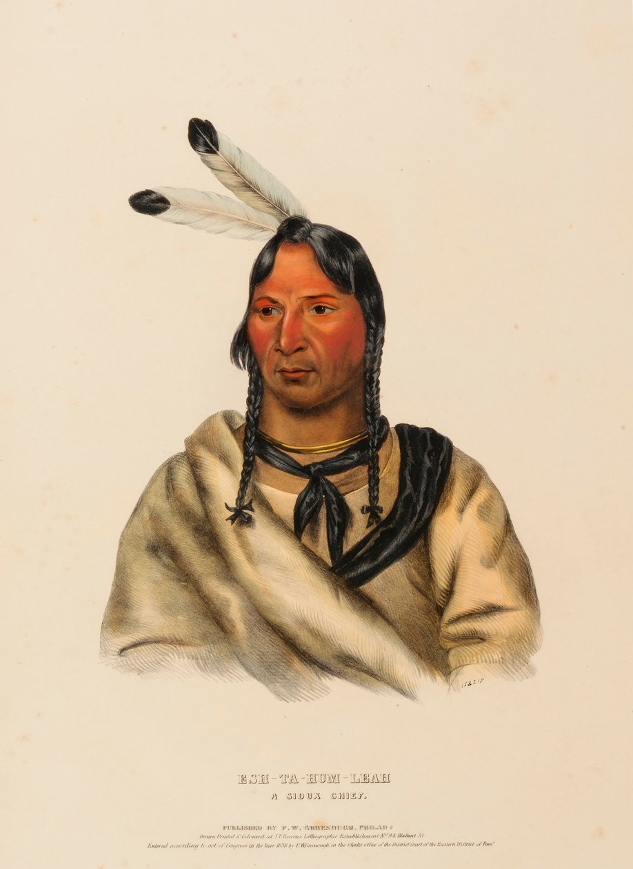 ESH-TA-HUM-LEAH. EN SIOUX-HÖVDING, från Historien om Nordamerikas indianstammar av Charles Bird King