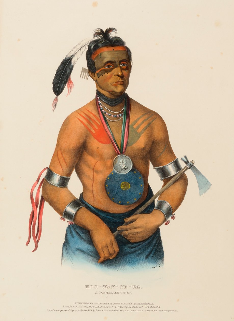 HOO-WAN-NE-KA, EN WINNEBAGO-HÖVding, från Historia om Nordamerikas indianstammar av Charles Bird King