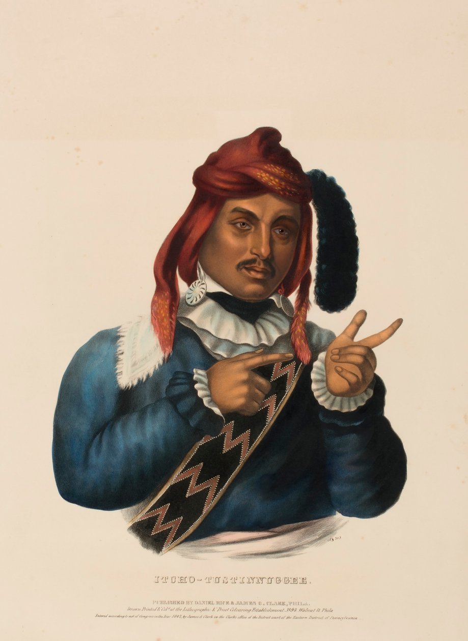 ITCHO-TUSTINNUGGEE, från Historia om indianstammarna i Nordamerika av Charles Bird King