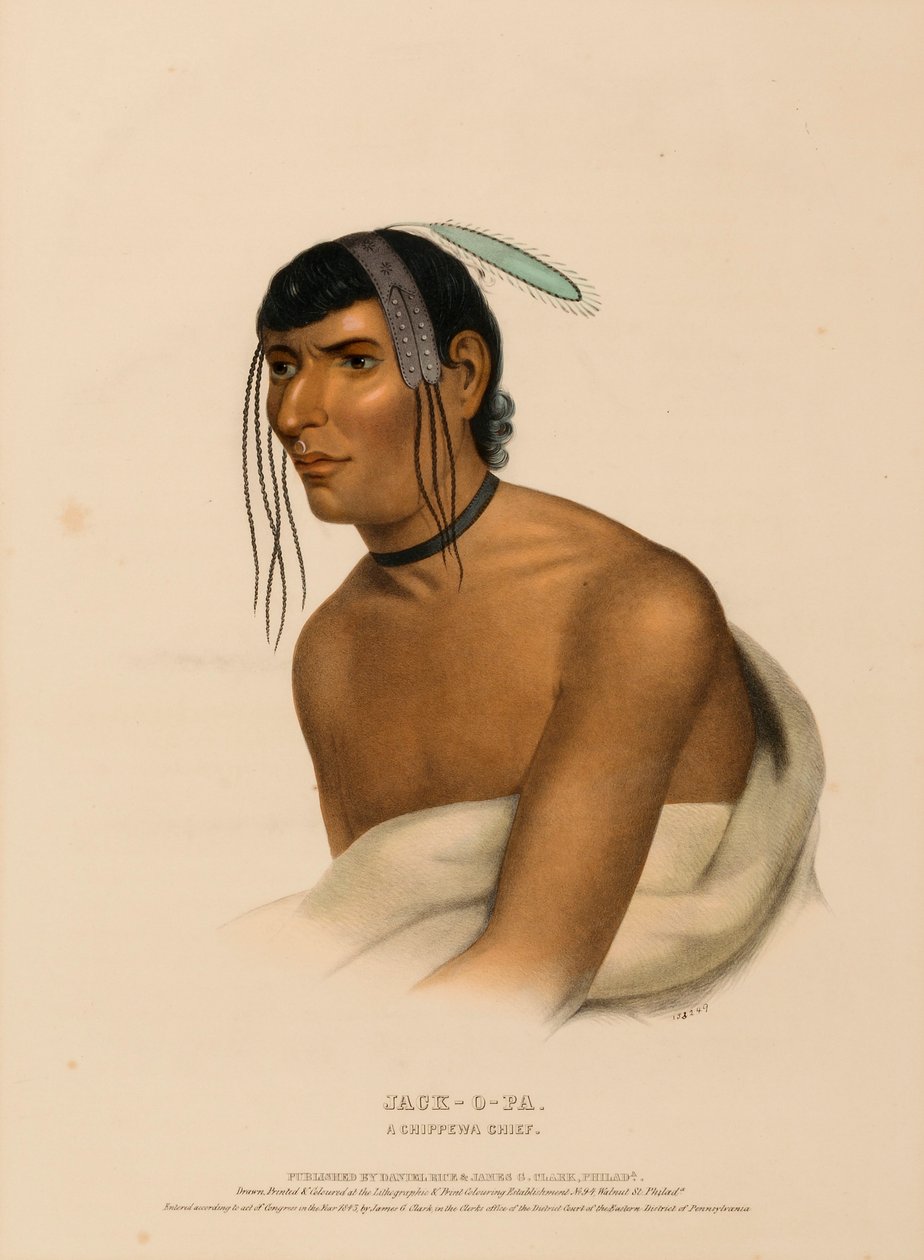 JACK-O-PA. A CHIPPEWA CHIEF, från Historia om indianstammarna i Nordamerika av Charles Bird King