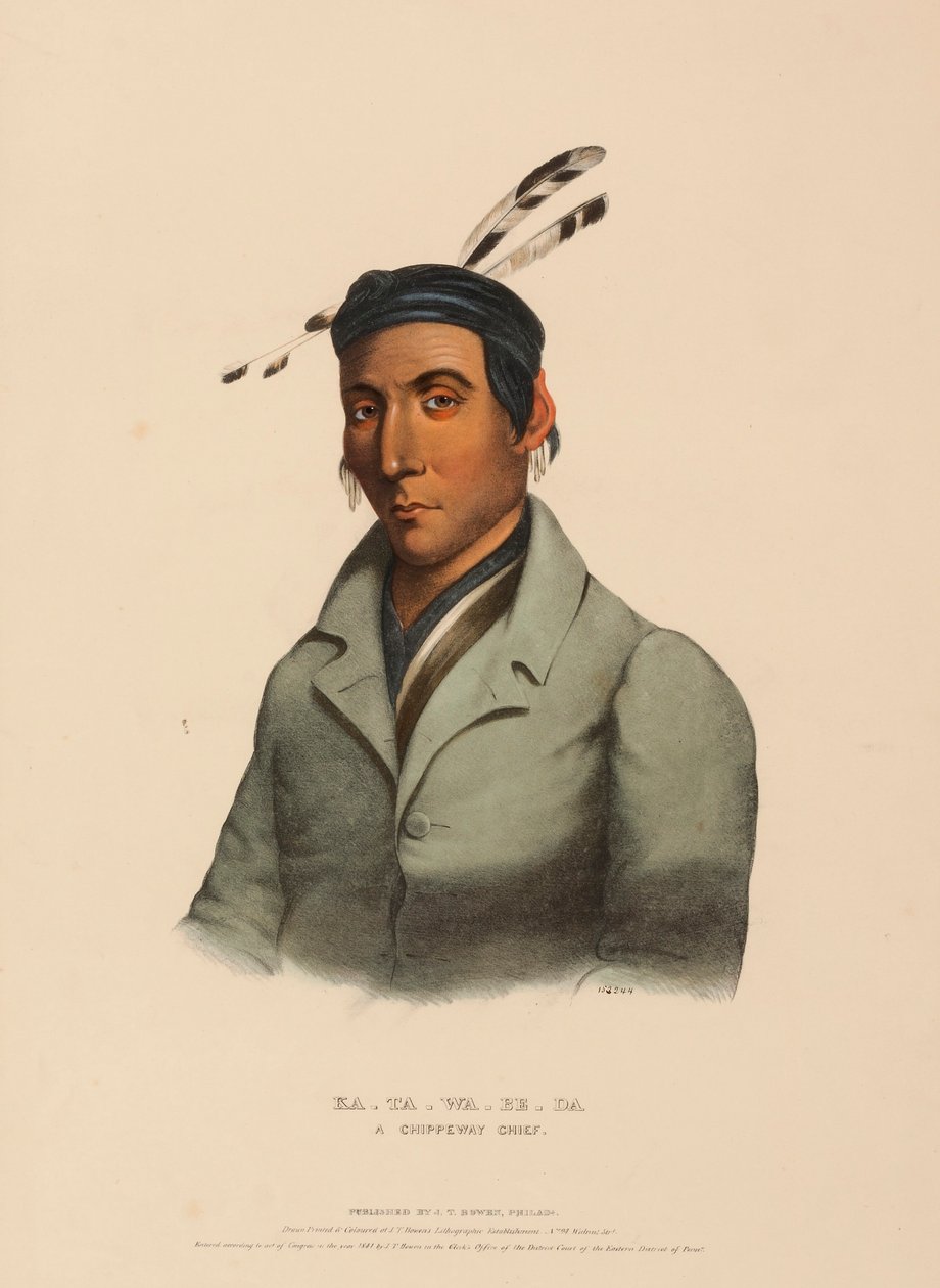 KA-TA-WA-BE-DA. EN CHIPPEWAY-HÖVding, ur Historien om Nordamerikas indianstammar av Charles Bird King