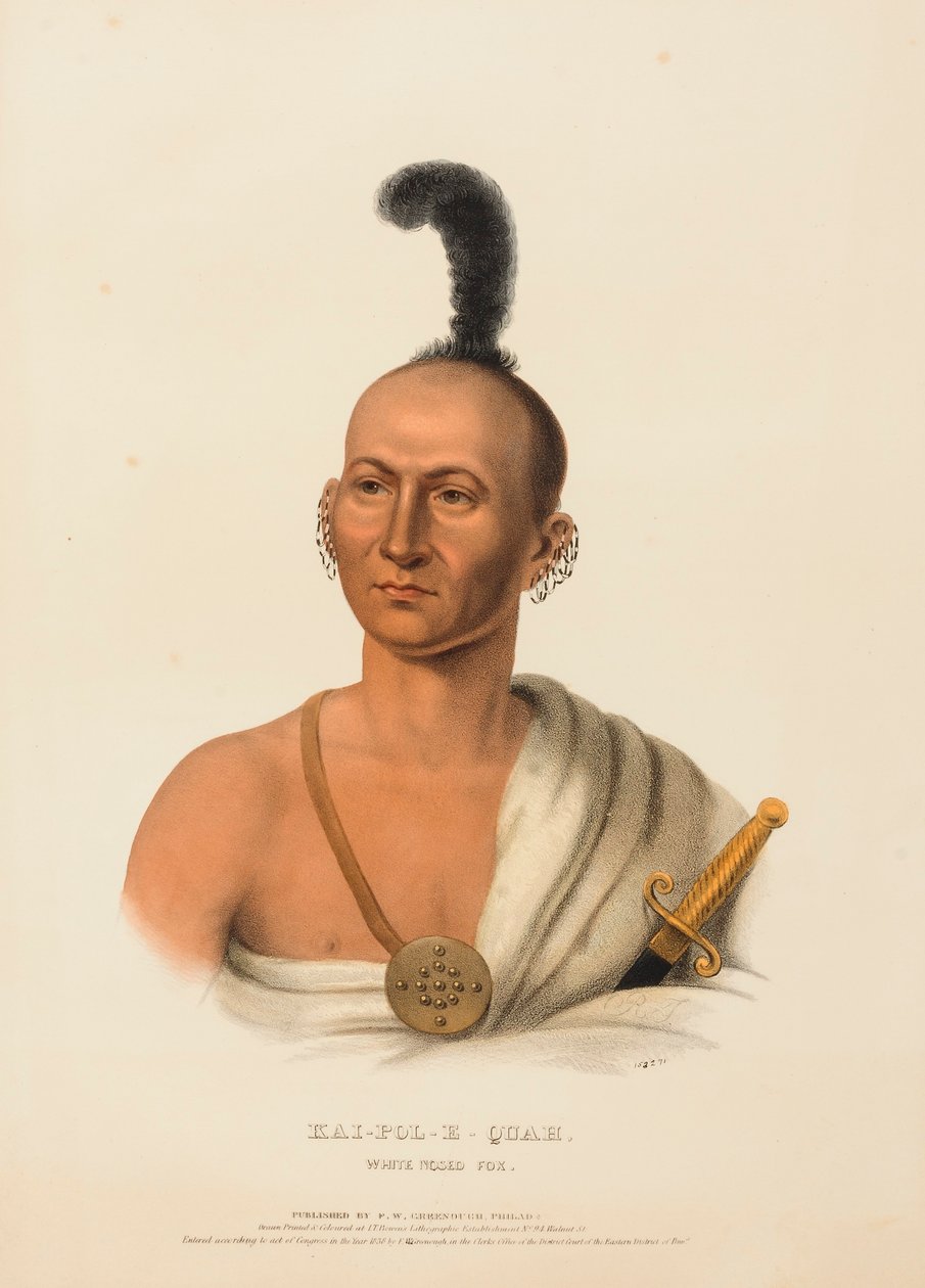 KAI-POL-E-QUAH, WHITE NOSED FOX, från Historia om indianstammarna i Nordamerika av Charles Bird King