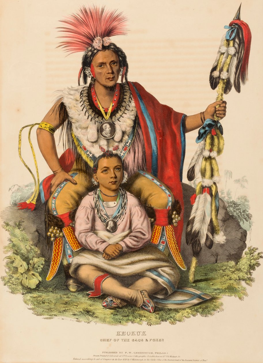 KEOKUK. CHIEF OF THE SACS AND FOXES, från Historien om Nordamerikas indianstammar av Charles Bird King