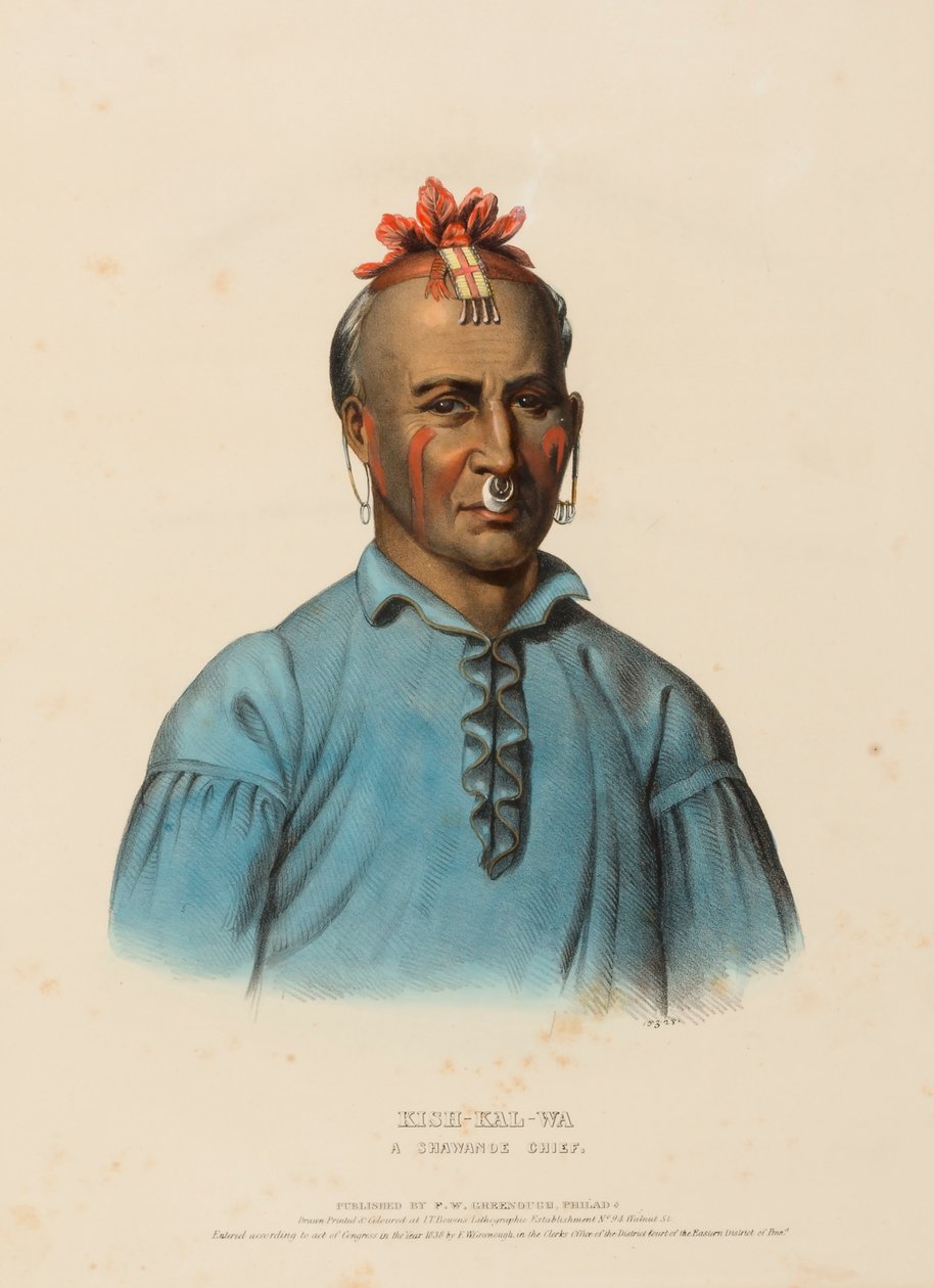 KISH-KAL-WA. A SHAWANOE CHIEF, från Historien om Nordamerikas indianstammar av Charles Bird King