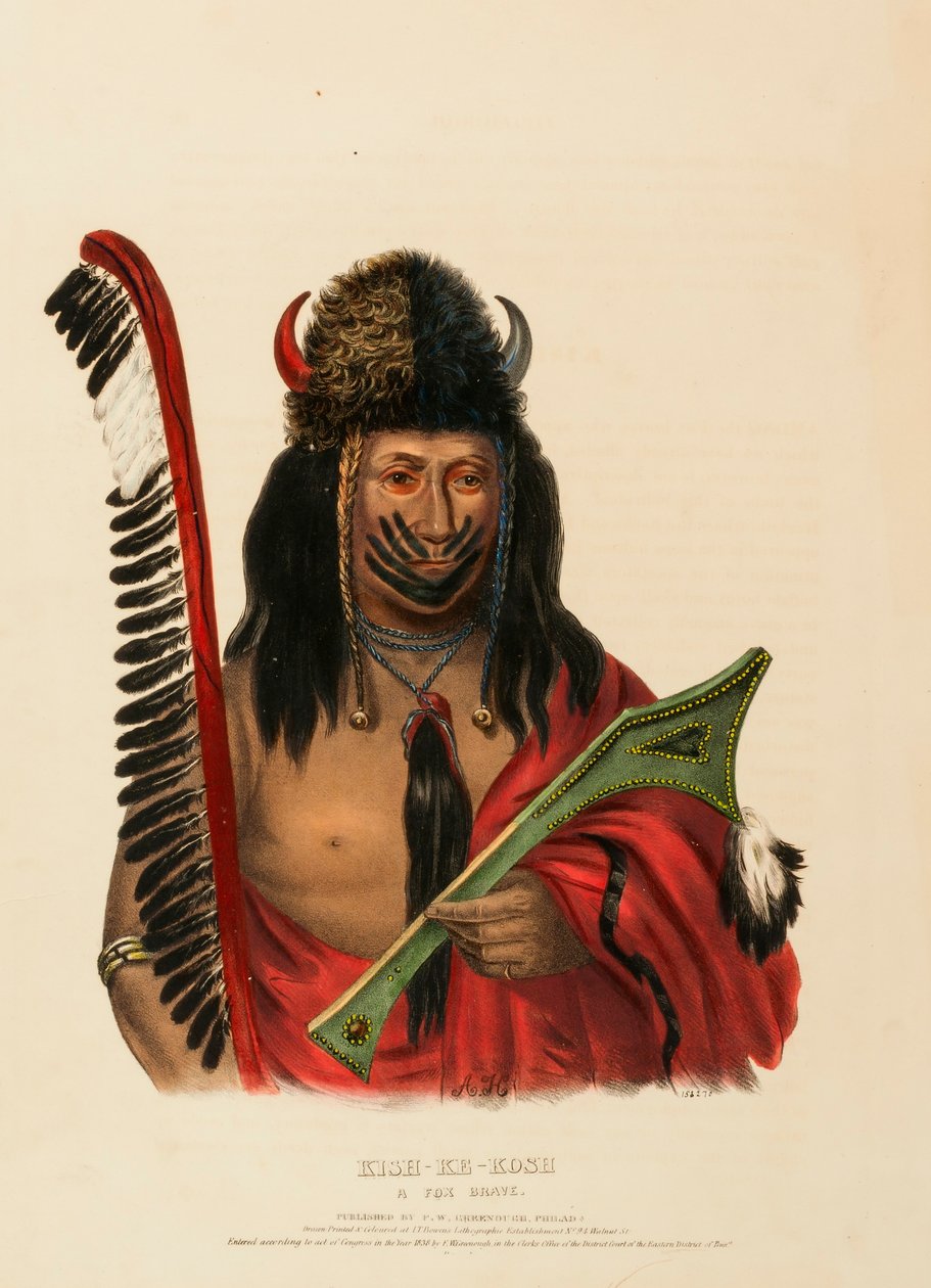 KISH-KE-KOSH. A FOX BRAVE, från Historia om indianstammarna i Nordamerika av Charles Bird King