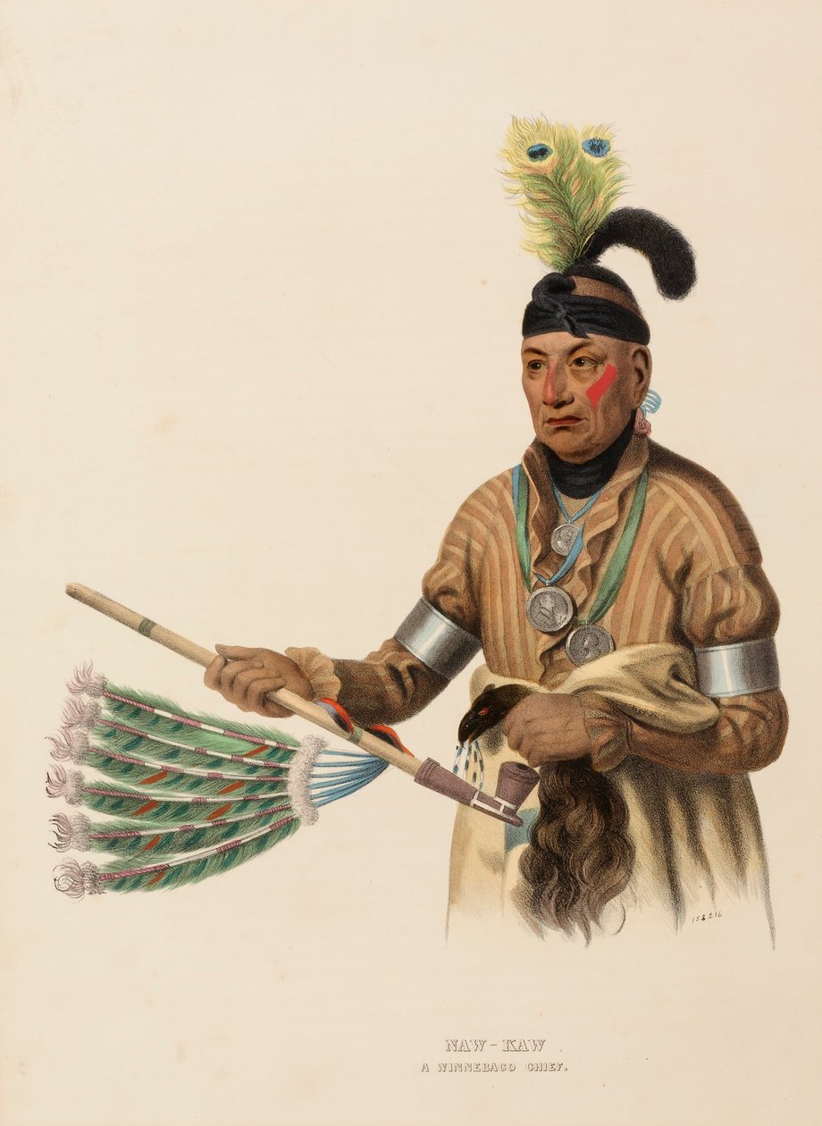 NAW-KAW. A WINNEBAGO CHIEF., från Historia om indianstammarna i Nordamerika av Charles Bird King