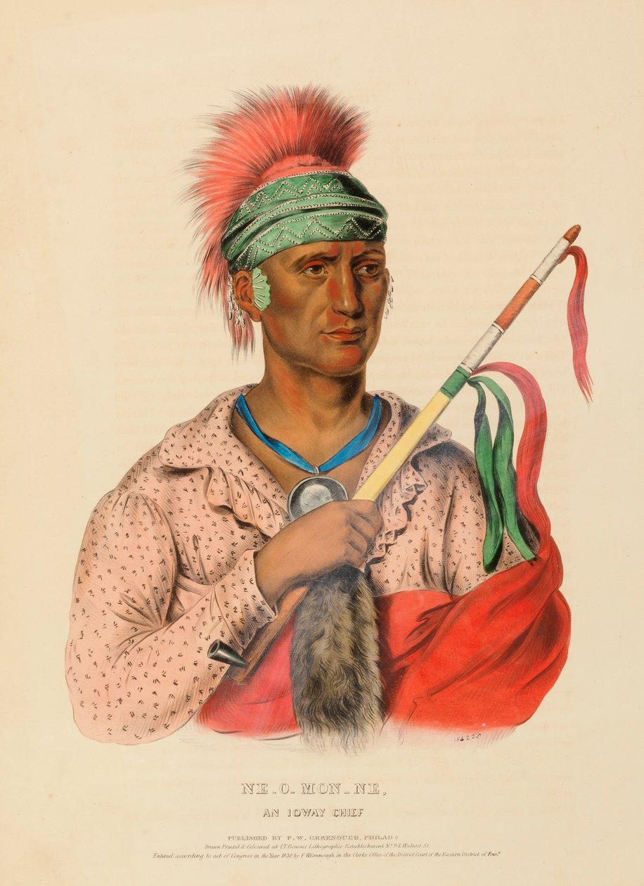NE-O-MON-NE, EN IOWAY-HÖVding, ur Historien om Nordamerikas indianstammar av Charles Bird King
