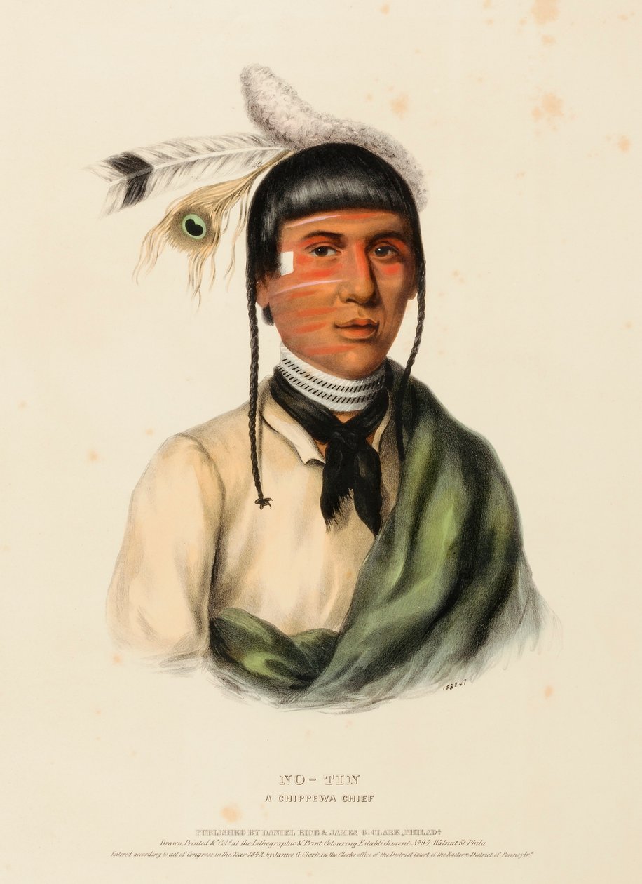 NO-TIN. A CHIPPEWA CHIEF, från Historia om indianstammarna i Nordamerika av Charles Bird King