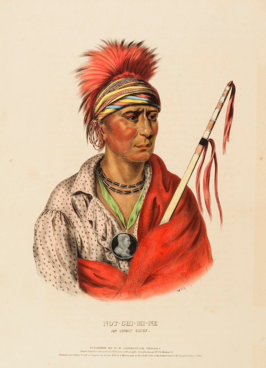 NOT-CHI-MI-NE. AN IOWAY CHIEF, från Historien om Nordamerikas indianstammar av Charles Bird King