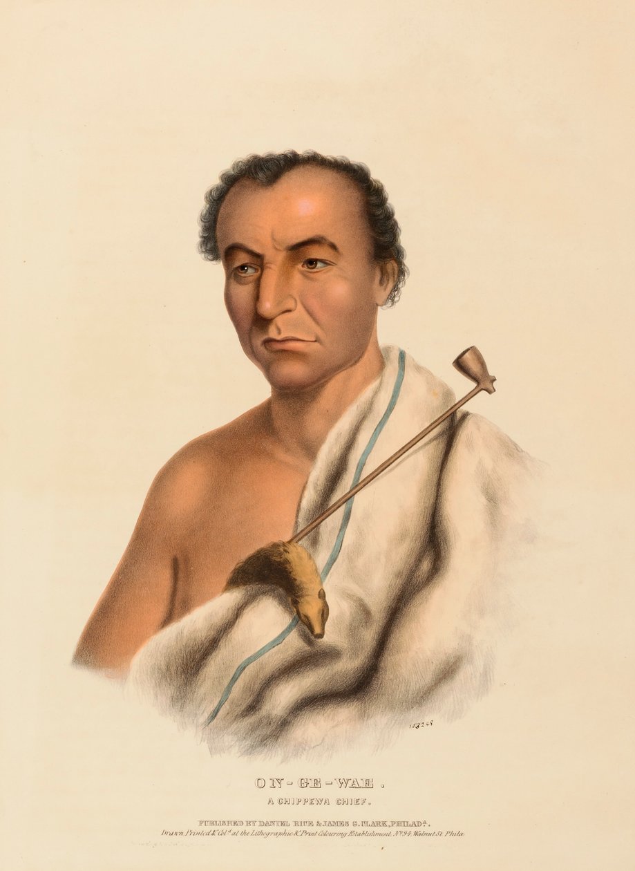 ON-GE-WAE. A CHIPPEWA CHIEF, från Historia om Nordamerikas indianstammar av Charles Bird King