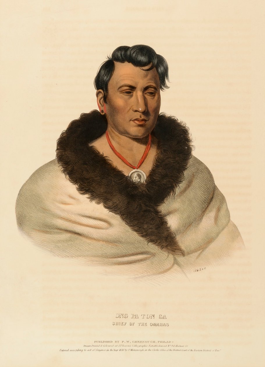 ONG PA TON GA. HÖVEDARE FÖR OMAHAS, från Historien om Nordamerikas indianstammar av Charles Bird King