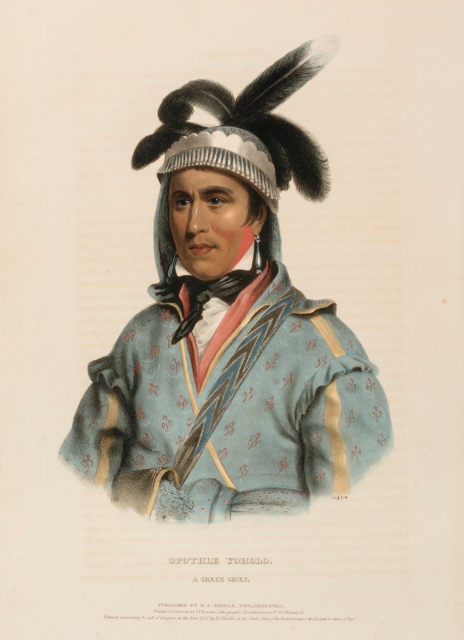 OPOTHLE YOHOLO. A CREEK CHIEF, från Historien om Nordamerikas indianstammar av Charles Bird King