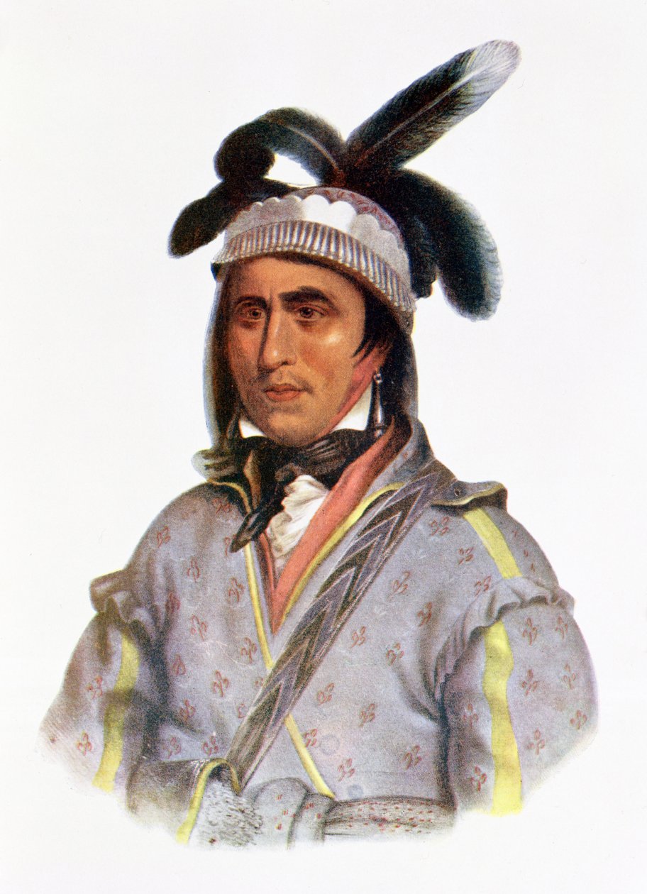 Opothle-Yoholo, en Creekhövding, 1825, illustration från "The Indian Tribes of North America, Vol.2", av Thomas L. McKenney och James Hall, publicerad av John Grant. av Charles Bird King