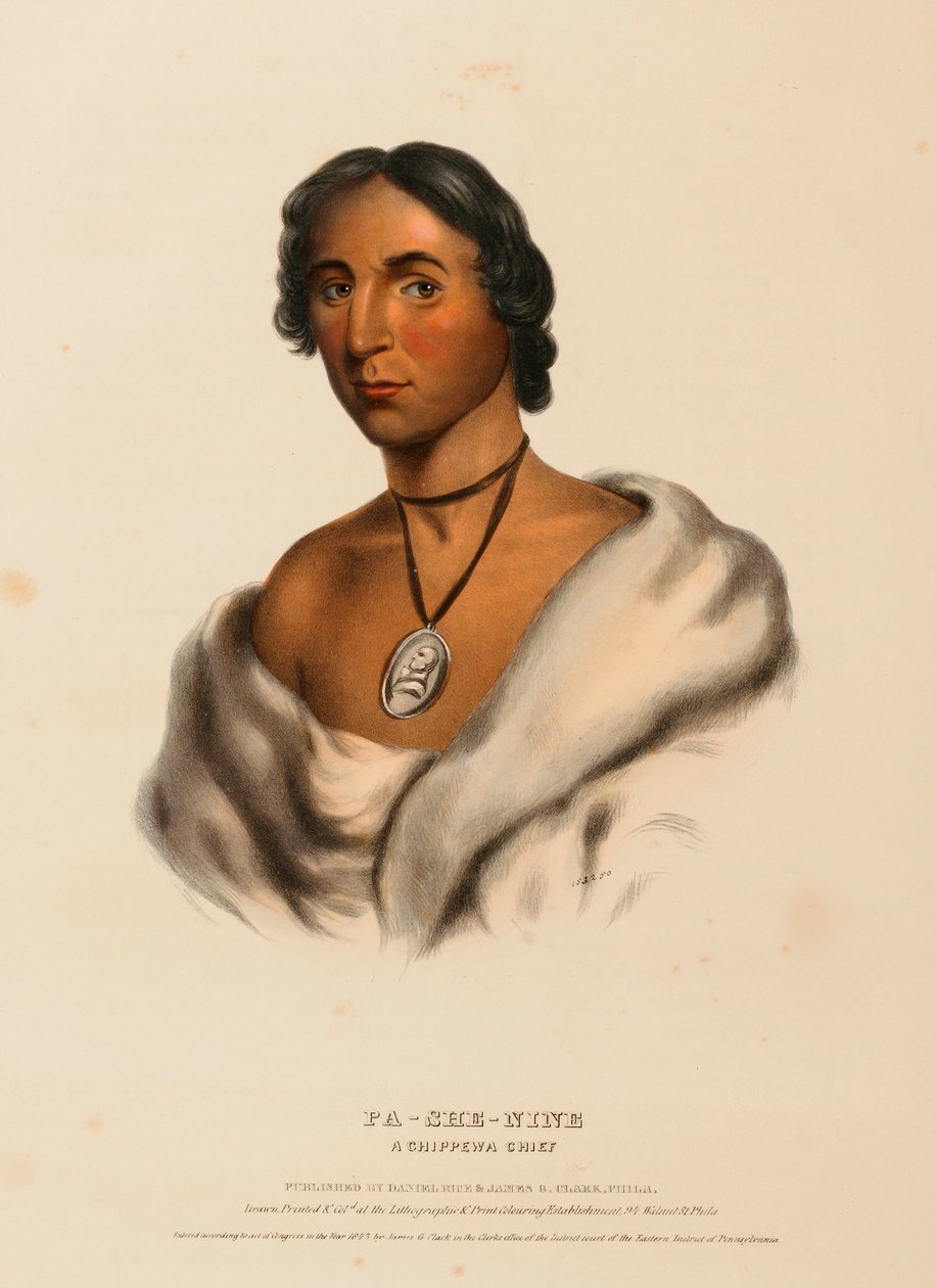 PA-SHE-NINE. EN CHIPPEWA CHIEF, från Historia om indianstammarna i Nordamerika av Charles Bird King