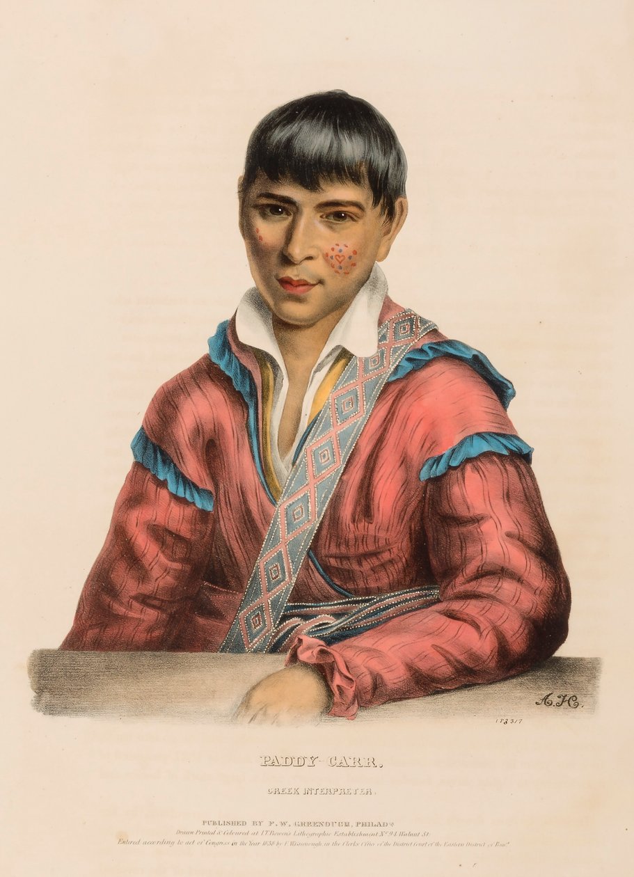 PADDY-CARR. CREEK INTERPRETER, från Historien om Nordamerikas indianstammar av Charles Bird King