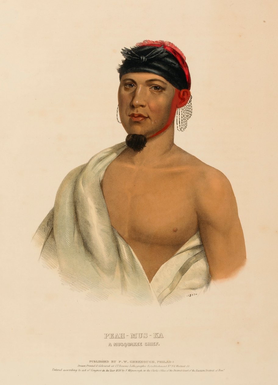 PEAH-MUS-KA. EN MUSQUAKE-HÖVding, från Historien om Nordamerikas indianstammar av Charles Bird King